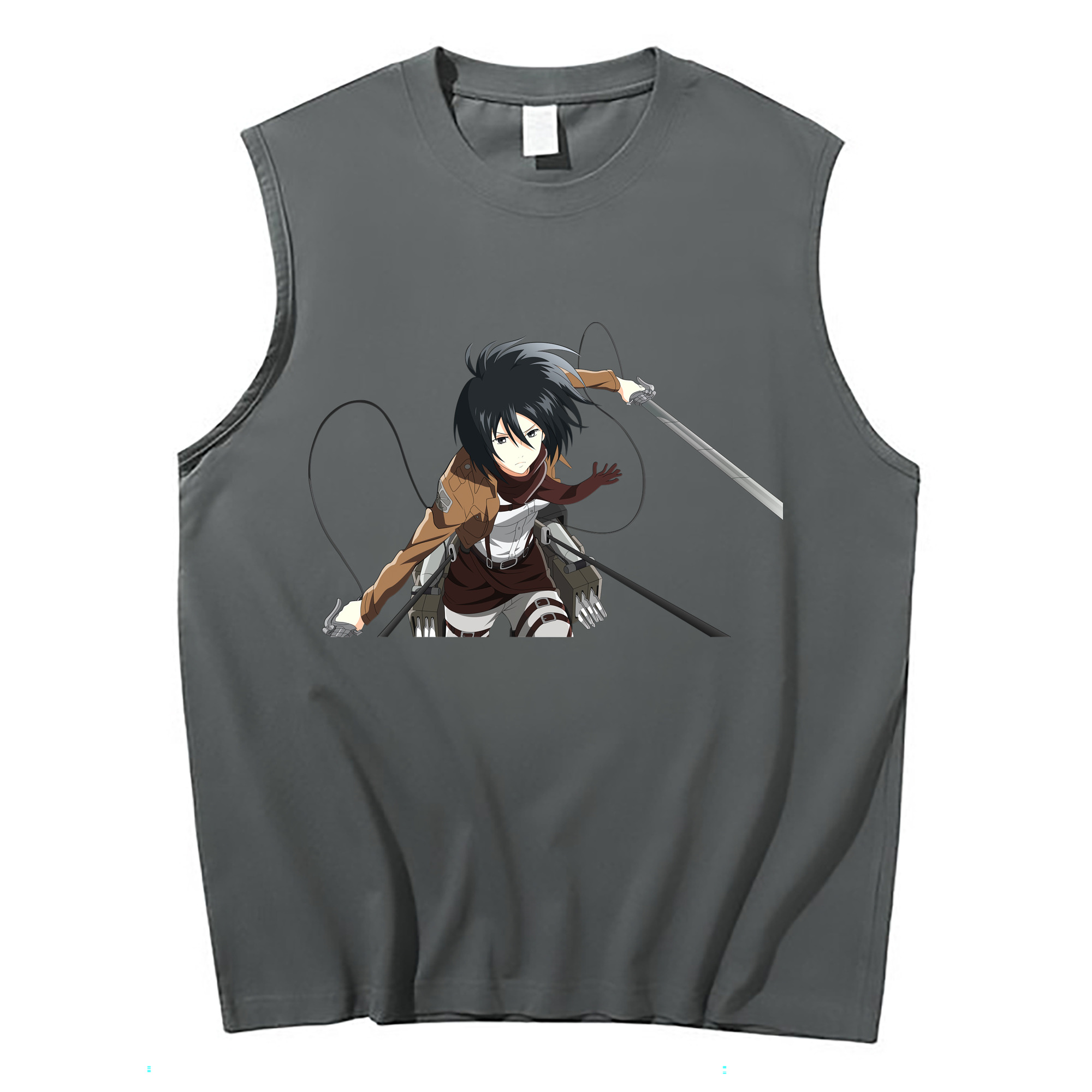 （画像用） 進撃の巨人 ミカサ·アッカーマン Attack on Titan Mikasa Ackerman コットン100％タンクトップ（フロントプリント）